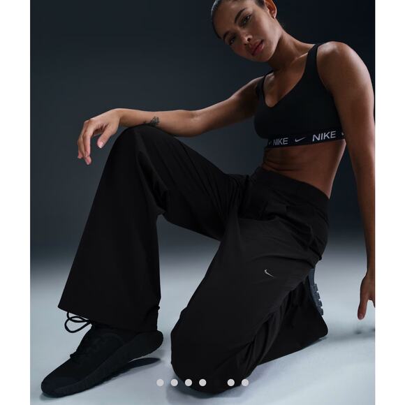 Nike Bliss Dri-FIT Trousers pleated side pockets wide leg black pant,size small - Picture 1 of 16